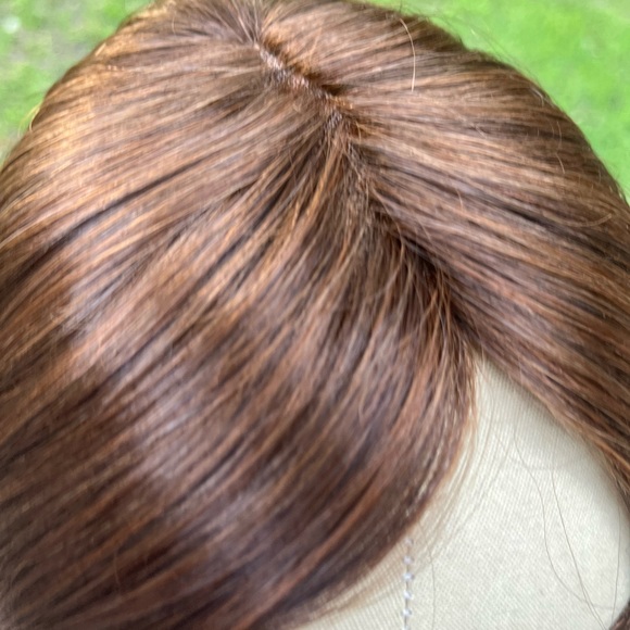 HAIR TOPPER CHIN LENGTH SOFT QUALITY RED AND BROWN SYNTHETIC FIBER CLIP IN HAIR - Picture 11 of 15